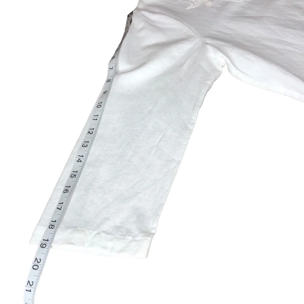 NEW Hot Cotton Linen Top Size Large White Crochet Lagenlook 3/4 Sleeves - Picture 6 of 7